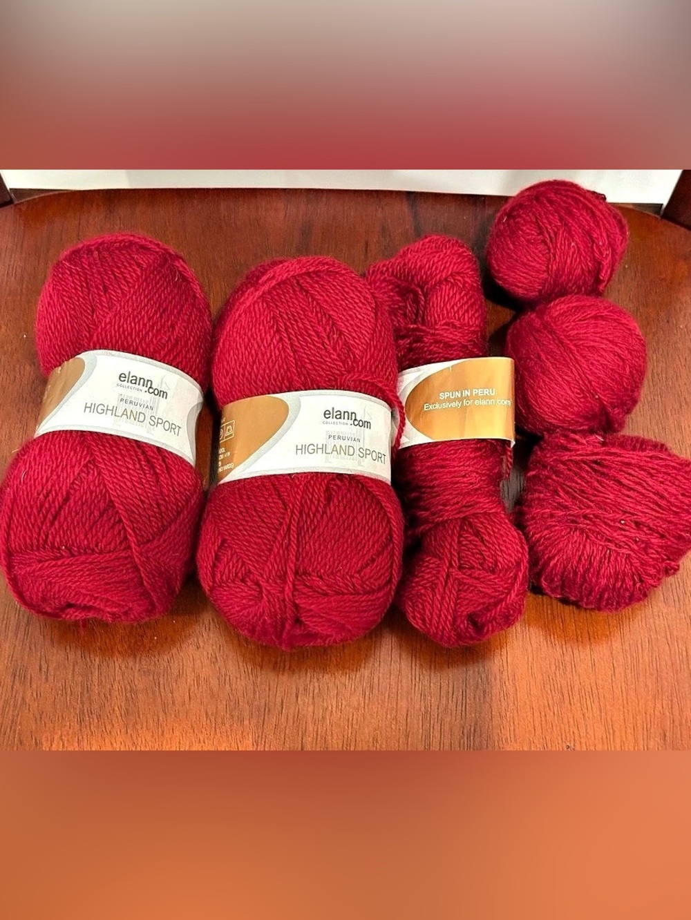 elann.com Peruvian Highland Sport Wool Yarn Bundle - Cherry Red (3 Skeins + Extr